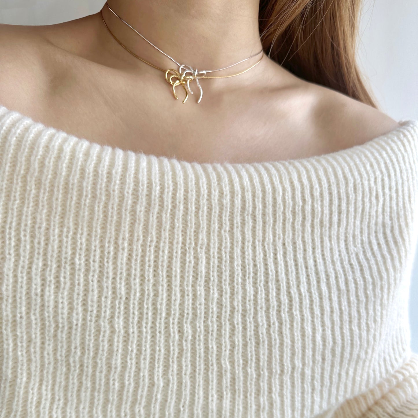 優雅蝴蝶結蛇骨頸鍊